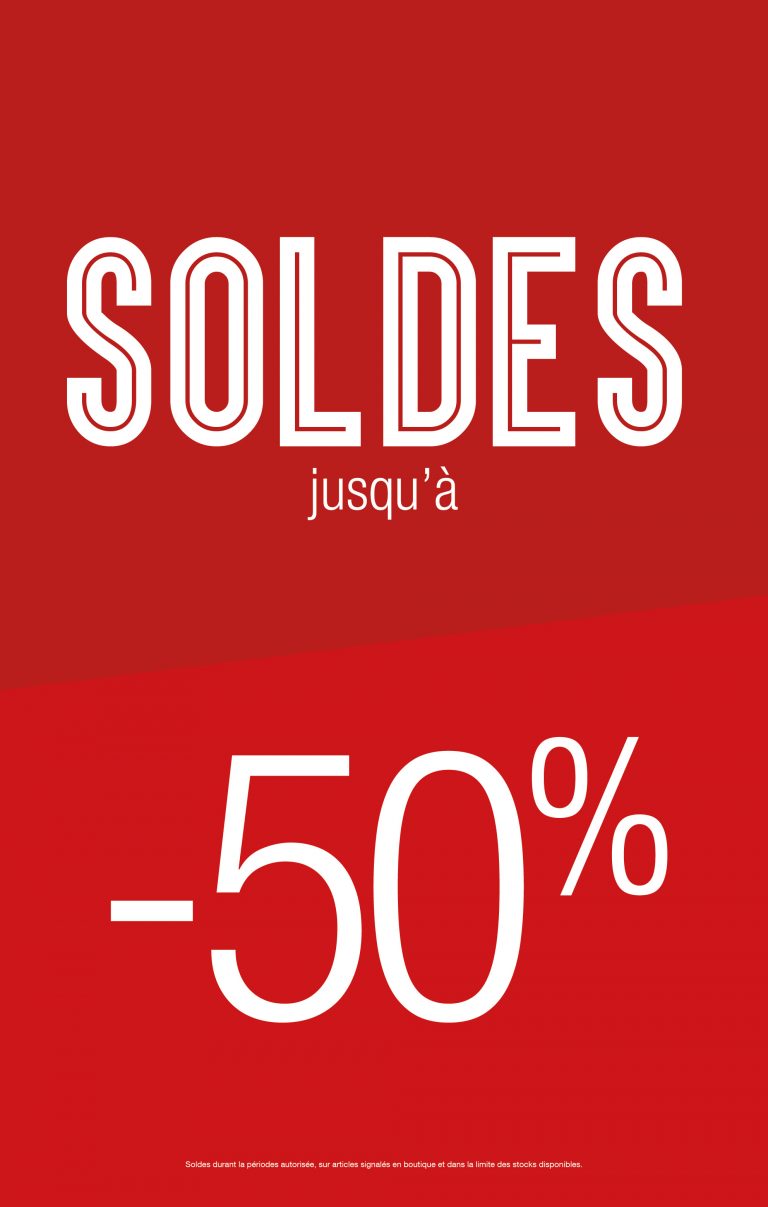 Affiche SOLDES jusqu'à -50% - DS Impression grand format- Impression ...